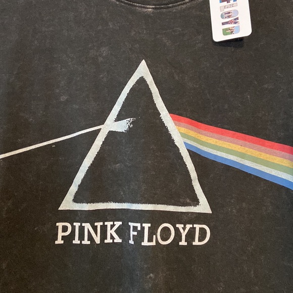 NWT Pink Lloyd Dark Side of the Moon Acid Wash Tie Dye Tee T-Shirt Black Kids - Picture 3 of 5